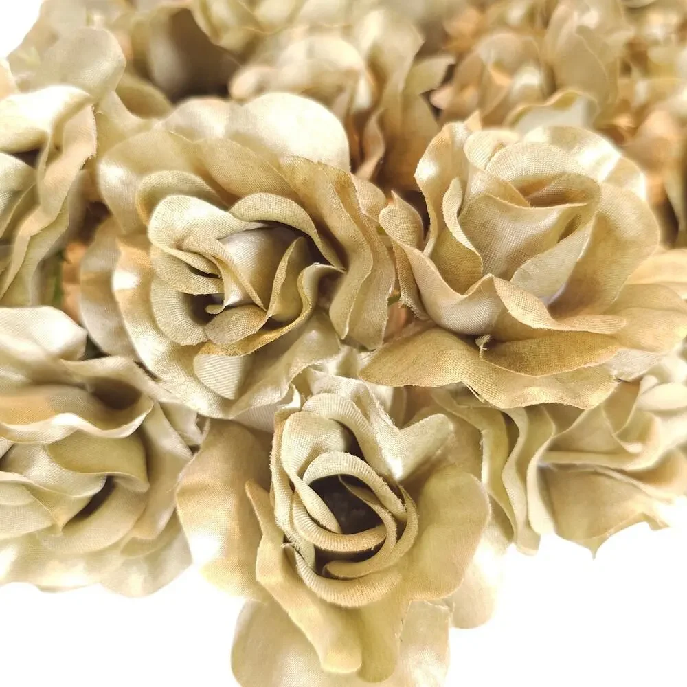 100 Moss Olive Green Satin Rose Heads Stemless Wedding Floral Craft DIY 2.5in